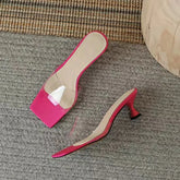 LBSFY  -  Fashion PVC Mid Heels Shoes Open Toe Slippers Women Shoes Party Flip Flops 2024 New Luxury Summer Designer Sandals Ladies Slides
